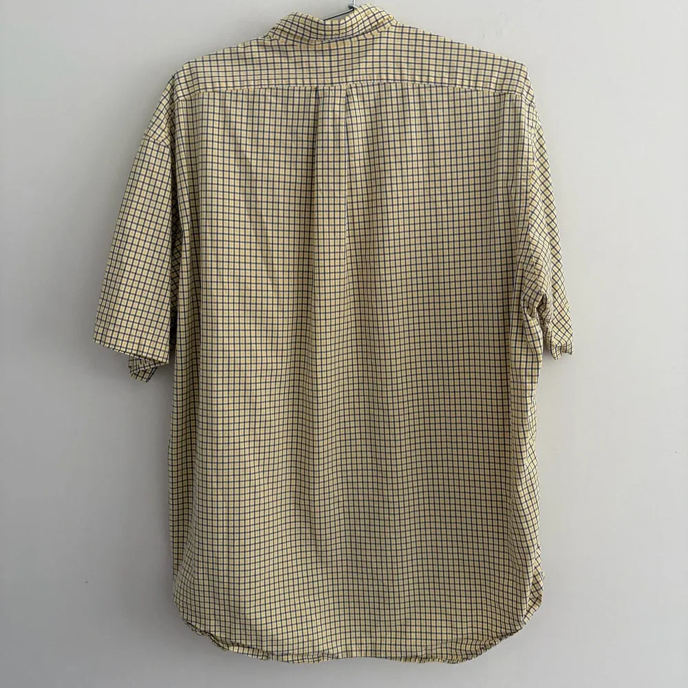 Ralph Lauren Blake Mens XL Yellow Blue Plaid Short Sleeve Button Down Shirt